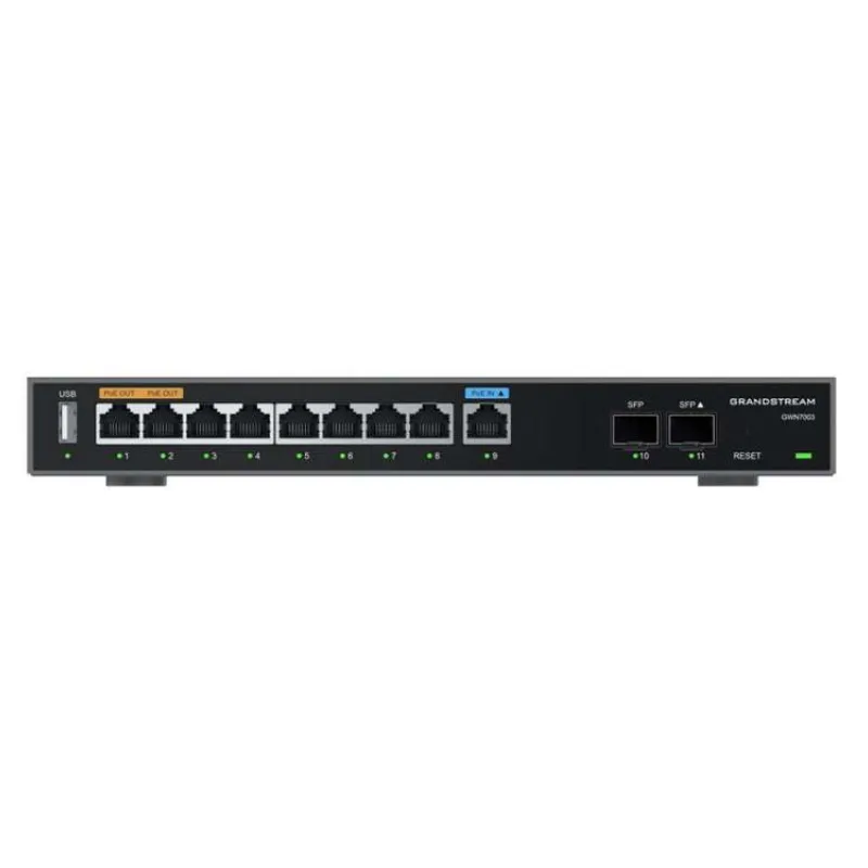 Grandstream GWN7003 VPN router 2 SFP, 9 Gb porty / 1 PoE in, 2 PoE out (GWN7003)