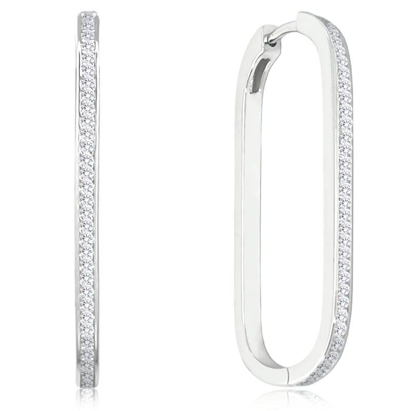 MINET Stříbrné náušnice v italském stylu s bílými zirkony