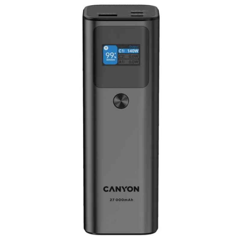 Canyon PB-2010, Powerbank, Li-Pol, 27.000 mAh, Digitálny displej, 2xUSB-C + 1xUSB-A, výkon 140W, nabíjanie notebookov! (CNE-CPB2010DG)