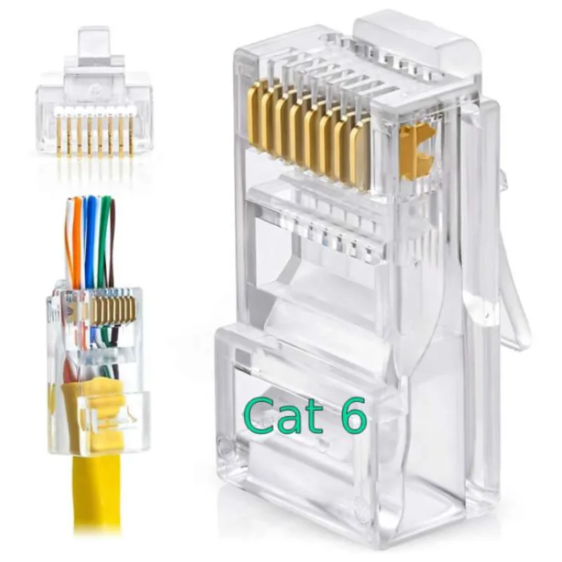 W-Star Konektor UTP RJ45EZ Cat6 100ks 3U pozlátený 6SLD pass through drôt licna RJ45EZC6S (RJ45EZC6S)