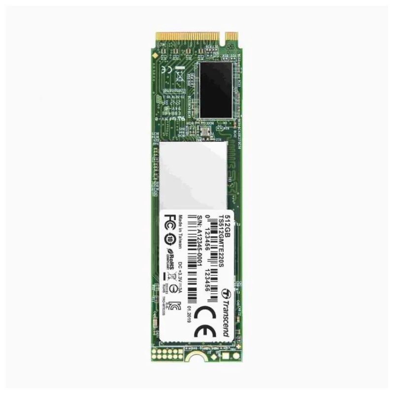 TRANSCEND MTE220S 512GB SSD disk M.2 2280, PCIe Gen3 x4 NVMe 1.3 (3D TLC), 3500MB/s R, 2500MB/s W (TS512GMTE220S)