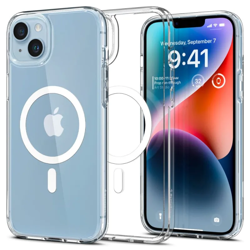 Puzdro Spigen Ultra Hybrid Mag Case s MagSafe pre iPhone 14 – číre/biele