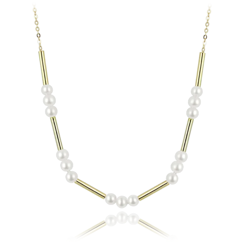 MINET Pozlacený stříbrný náhrdelník s přírodními perlami
