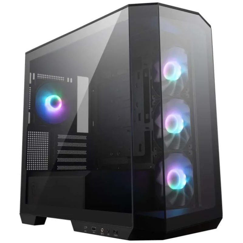 MSI skříň MAG PANO M100R PZ Black/ bez zdroje/ levé a přední sklo/ 4x 120 mm A-RGB fan/ 1x USB-C/ 1x USB3.2/ černá (306-7G24R25-HH9)