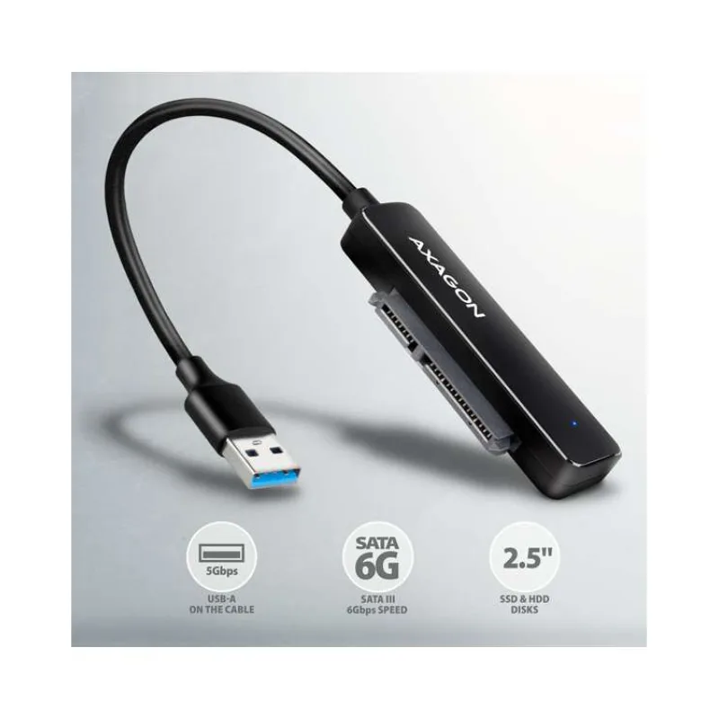 AXAGON USB-A SLIM adaptér pro 2,5" SATA disk / ADSA-FP2A / USB 3.2 Gen1 / SATA 6G / 0,2m (ADSA-FP2A)