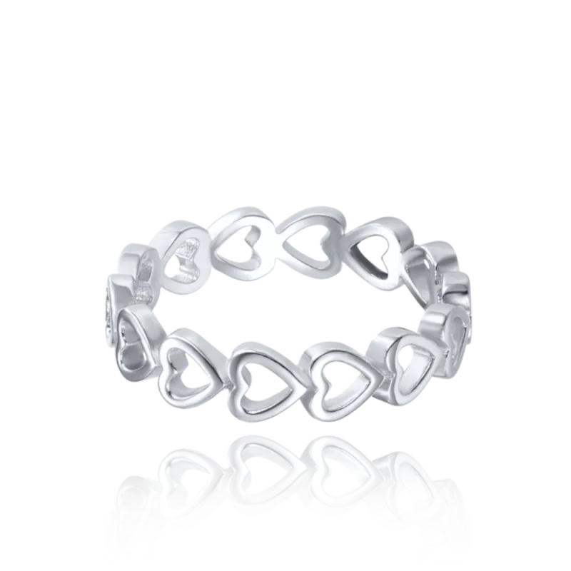 MINET Stříbrný prsten se srdíčky vel. 59