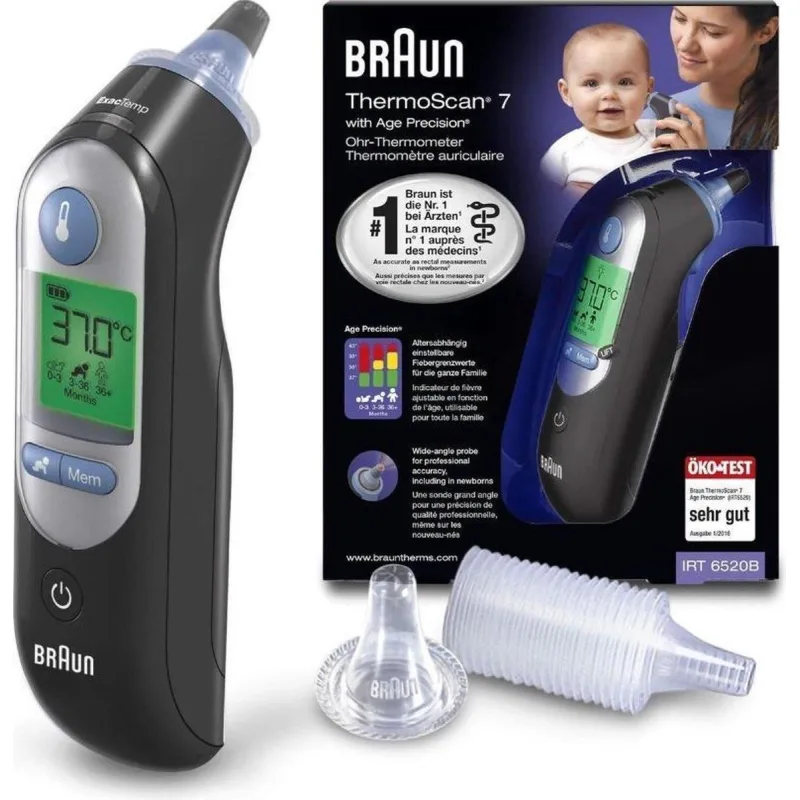 Braun IRT 6520 ThermoScan 7 bezdotykový teploměr, digitální, ušní, paměť…
