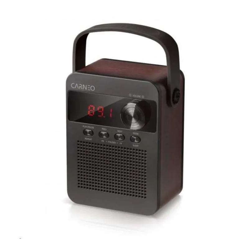 CARNEO F90 FM rádio, bluetooth reproduktor, black/wood (8588007861890)