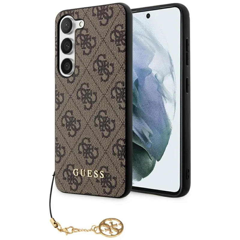 Pevné puzdro Guess GUHCS23SGF4GBR S23 S911 hnedé/hnedé 4G Charms Collection