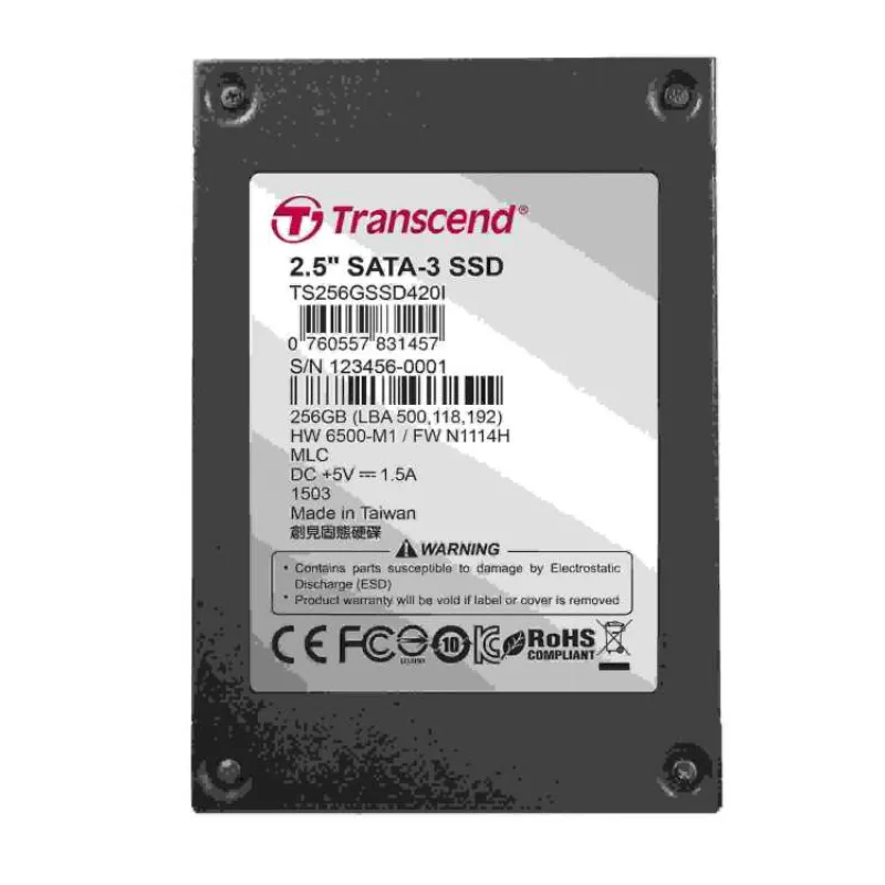 TRANSCEND SSD420I 256GB Industrial SSD disk2.5" SATA3, MLC, Ind., Iron case, černý (TS256GSSD420I)