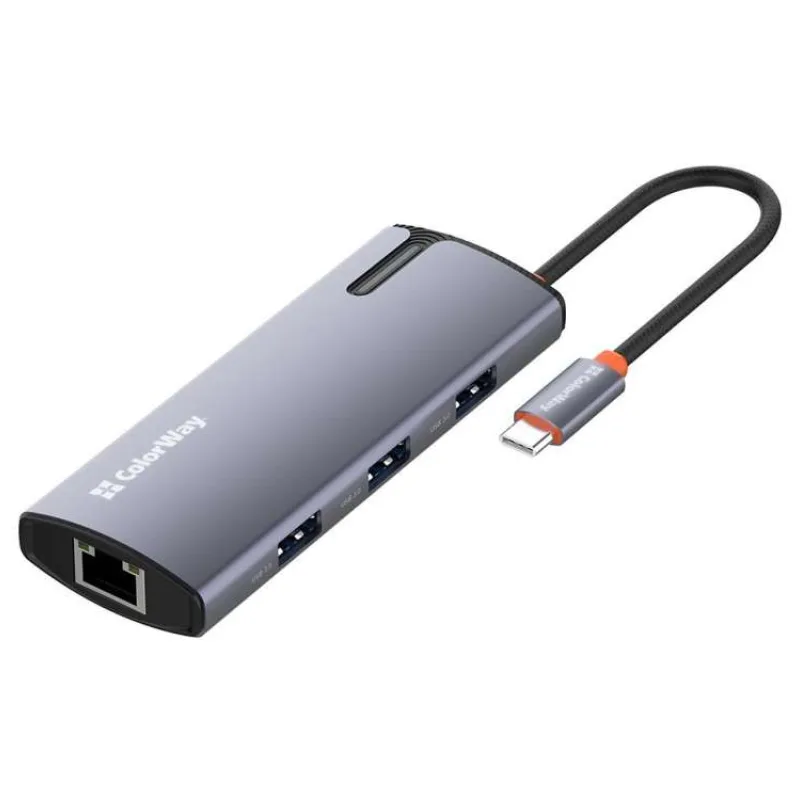COLORWAY 6v1 USB hub/ 1x USB-C/ 1x RJ45/ 4x USB-A (CW-HUB03)