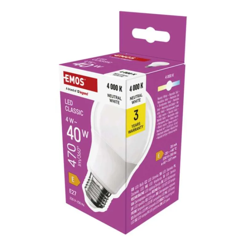EMOS LED CLS A60 4W (40W) 470lm E27 NW (1525733470)