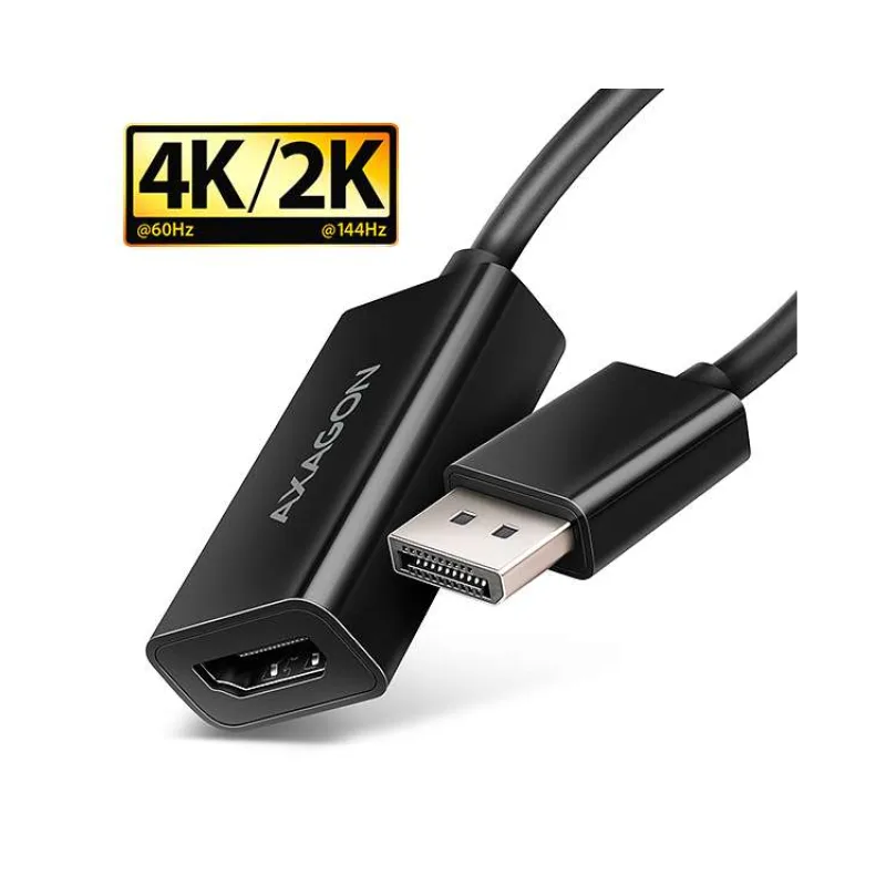 AXAGON adaptér DP na HDMI / RVD-HI20N / 4K/60Hz / HDCP 2.2 / 0,15m / černý (RVD-HI20N)