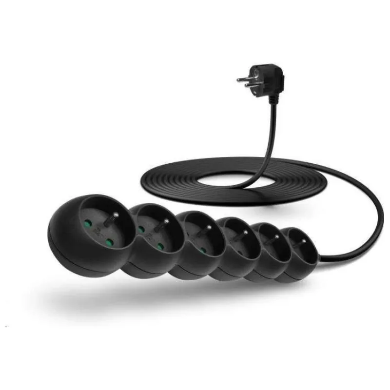 CONNECT IT prodlužovací kabel 230 V, 6 zásuvek, 5 m, bez vypínače (černý) (CES-1320-BK)