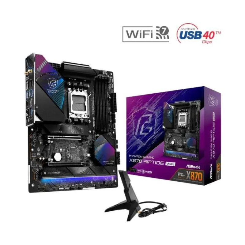 ASRock MB Sc AM5 X870 RIPTIDE WIFI, AMD X870, 4xDDR5, 1xHDMI, 2xUSB4, WI-FI (X870 RIPTIDE WIFI)