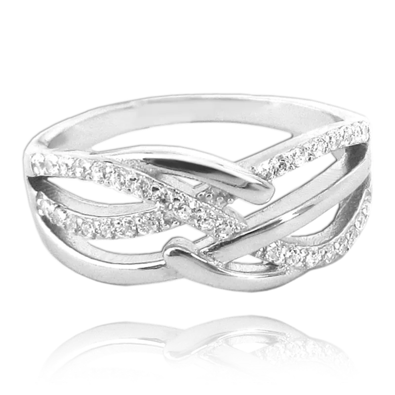 MINET Luxusní stříbrný prsten s bílými zirkony vel. 63