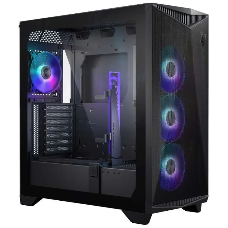 MSI skříň MPG GUNGNIR 300R AIRFLOW/ bez zdroje/ levé temperované sklo/ 4x 120 mm A-RGB fan/ 1x USB-C/ 2x USB3.2/ černá (306-7G21R21-W57)
