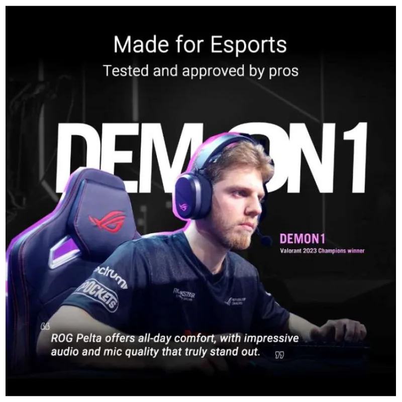 ASUS sluchátka ROG Pelta, Bezdrátové BT a RF 2.4GHz, ARGB, černá (90YH0410-BHUA00)