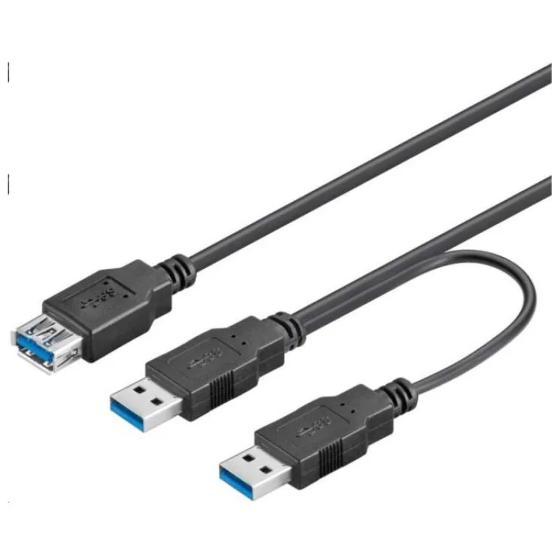 PremiumCord USB Y kábel A/Male + A/Male + A/Female (KU3Y02)