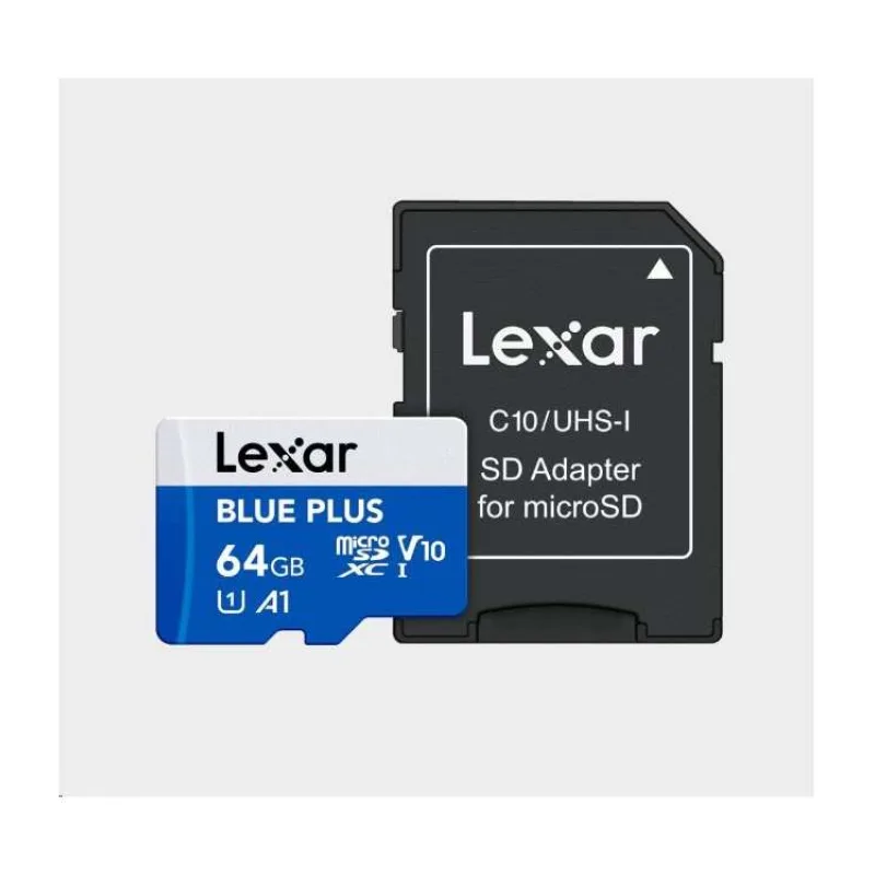 Lexar microSDHC Blue Plus UHS-I with SD adapter, up to 100MB/s read C10/A1/U3 (V30) 64GB (LMSBLPL064G-BNANG)