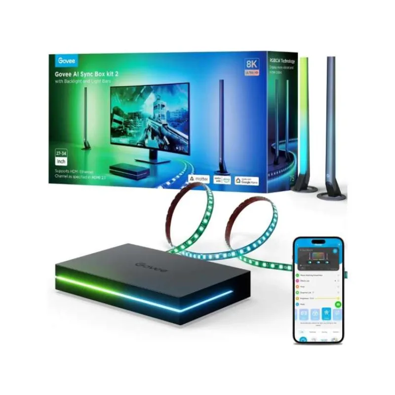 Govee AI Sync Box Kit 2 Smart sada PC osvětlení 27-34" + LED panely (H6603311)