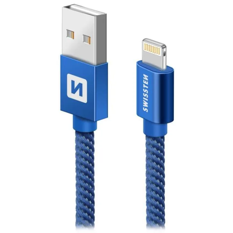 Swissten Datový Kabel Textile Usb / Lightning 1,2 M Modrý (71523208)