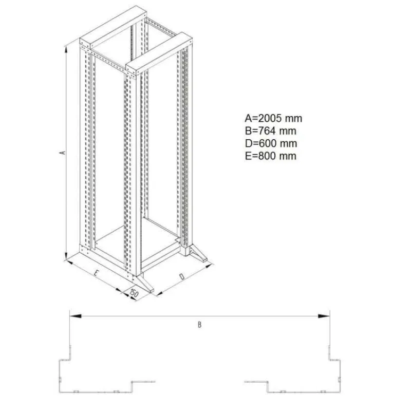 Otvorený 19" stojan RSX 42U dvojdielny 800hl. (RSX-42-XD8-CXX-A1)