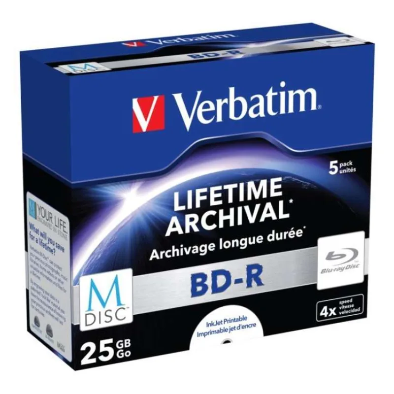 VERBATIM MDisc BD-R(5-pack)Jewel/4x/25GB (43823)