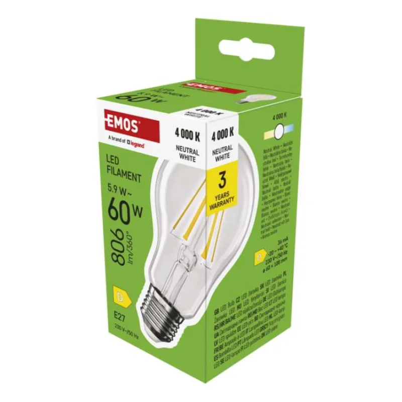 EMOS LED FLM A60 5,9 W (60 W) 806lm E27 NW (1525733498)