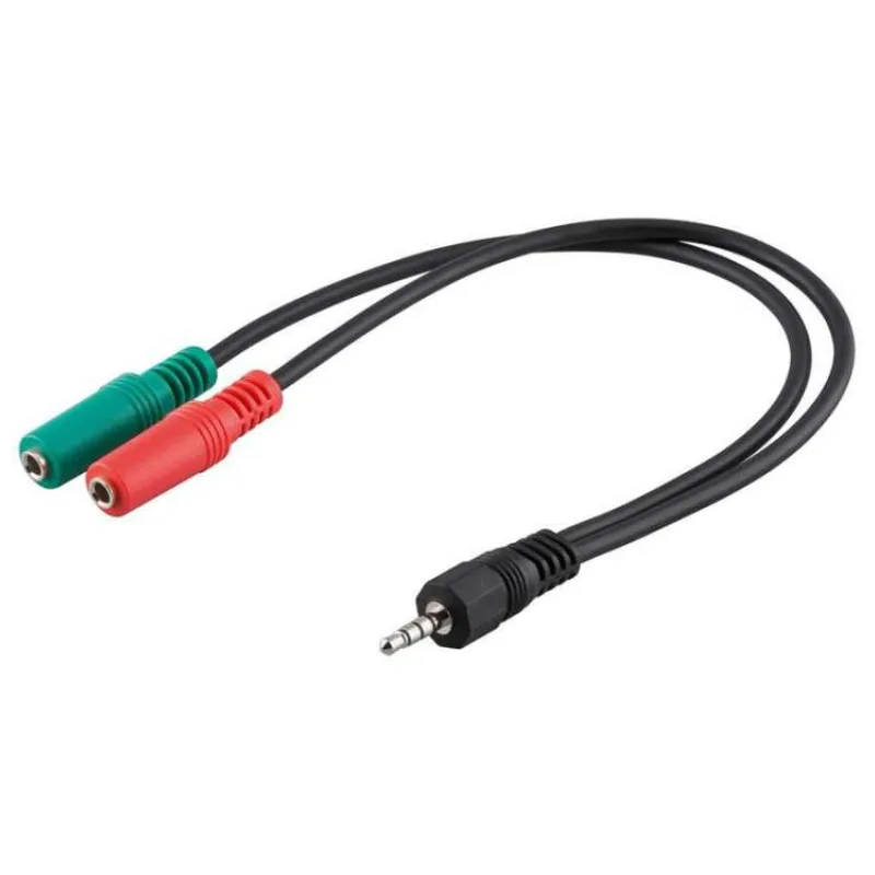 PremiumCord Adaptér 4pólový jack3,5mm pro sluchátka a mikrofon, 30cm (kjr-33)