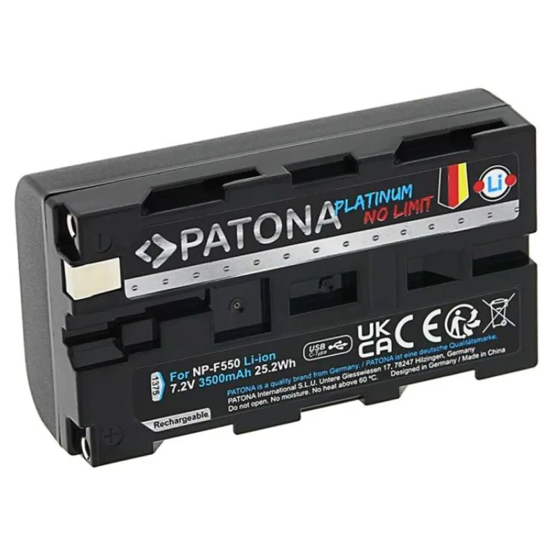 PATONA baterie pro digitální kameru Sony NP-F550/F330/F750 3500mAh Li-Ion Platinum USB-C nabíjení (PT1375)