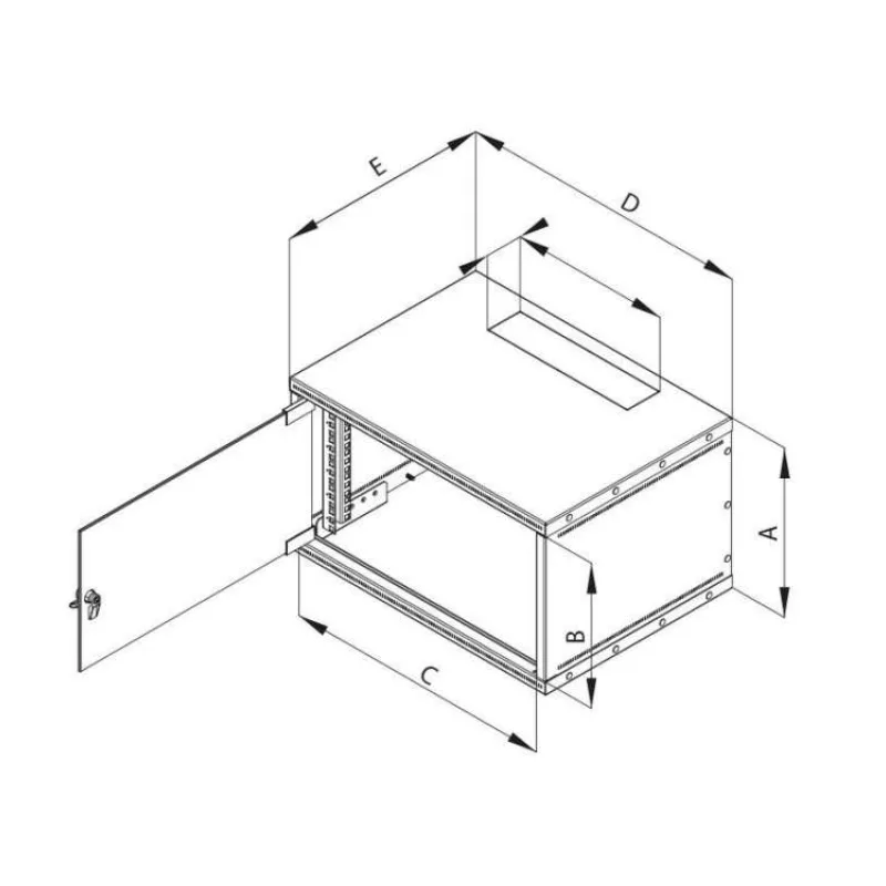 19"rozvádzač jednodiel.6U/400mm FLAT-PACK plech.dv. (RXA-06-CS4-CAX-A1)