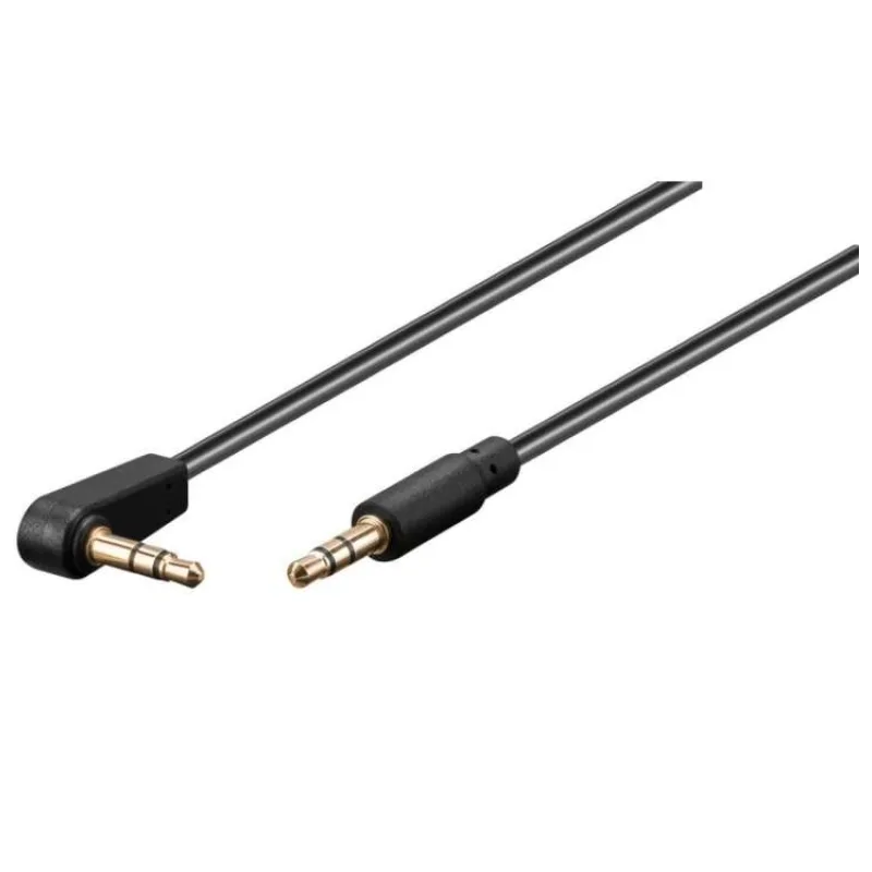 PremiumCord Kabel Jack 3,5 mm - 3,5 mm konektor 90° M/M/ 1m/ černý (kjackmm1-90)