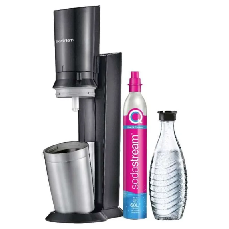 SodaStream Crystal 3.0 výrobník sody, 0,6l skleněná karafa, bombička s CO2, černý (7290116742380)