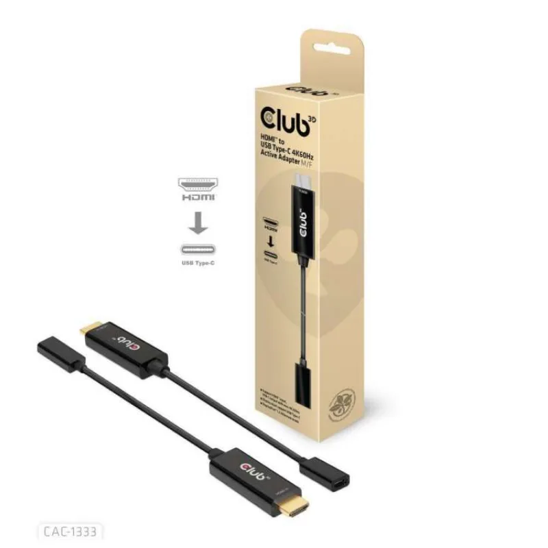Club3D Aktívny adaptér HDMI na USB-C, 4K60Hz, M/F (CAC-1333)