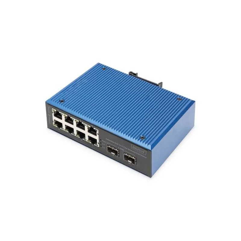 DIGITUS Industrial 8+2-Port Fast Ethernet PoE Switch 8 Port PoE FE RJ45, 2 GE SFP Ports (DN-651147)