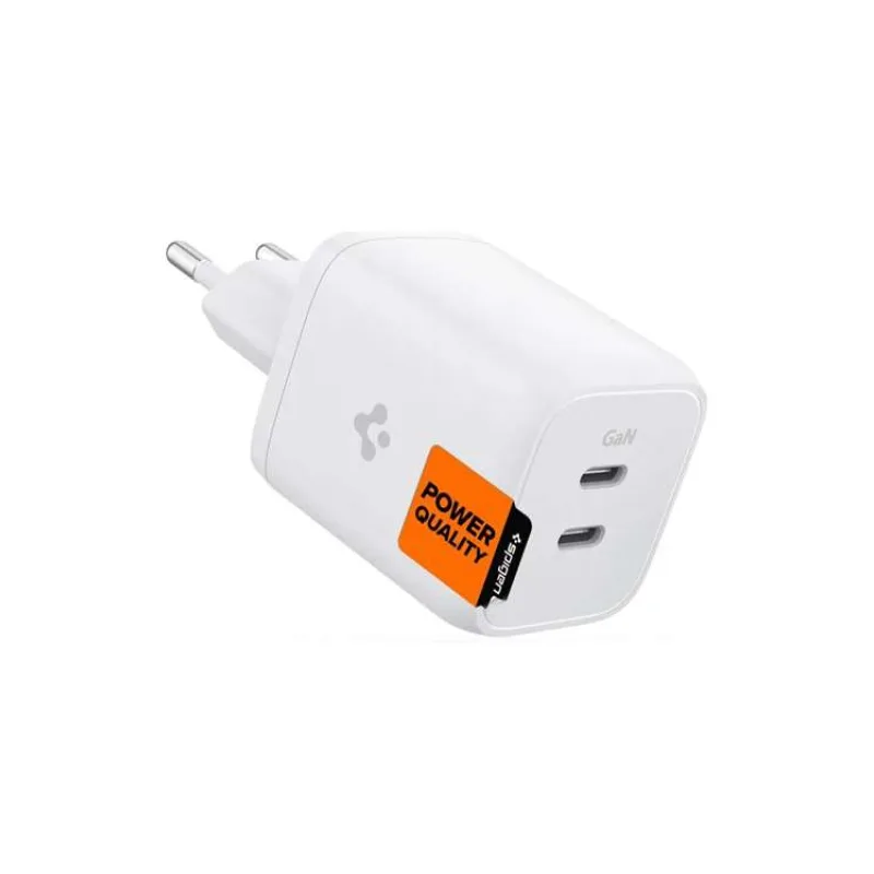 Spigen sieťová nabíjačka PowerArc Arcstation Dual USB-C GaN PD 3.0 65W - White (ACH03720)