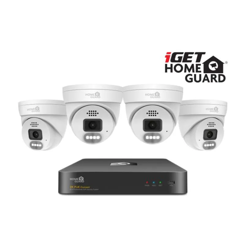iGET HGNVK84804 - kamerový PoE set, 2K rozlíšenie, 8CH NVR + 4x kamera so zvukom, IR + LED, CZ app (75020569)