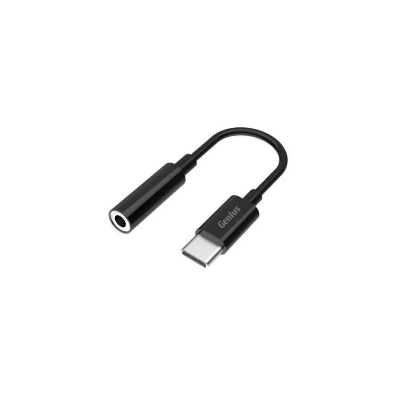 Genius ACC-C100, Redukce, USB-C zástrčka, 3,5mm jack zásuvka, 10cm, černá (32590012400)