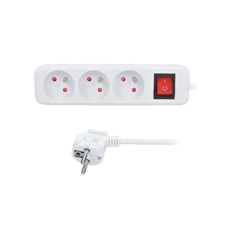 Solight predlžovací prívod 3m, 3 zásuvky, vypínač, 16A/3680W, PVC, biely (PP12X)