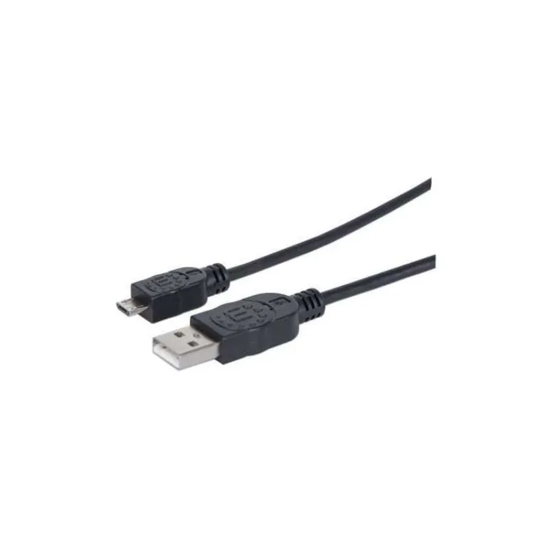 MANHATTAN Pripojovací kábel USB 2.0 A samec / Micro-B samec, 1.8 m, čierna (307178)