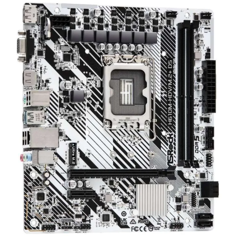 ASRock H610M-HDV/M.2+ D5 / LGA1700 / Intel H610 / 2x DDR5 / VGA / HDMI / DP / M.2 / USB-C / mATX (90-MXBM50-A0UAYZ)