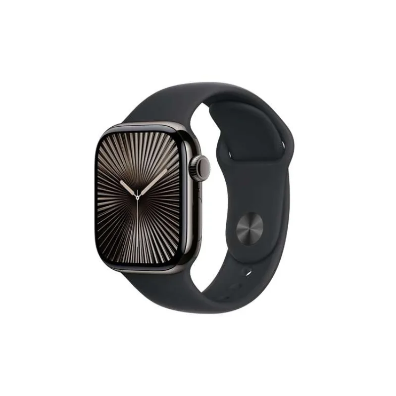 Apple Watch Series 10 GPS + Cellular 46mm Slate Titanium Case with Black Sport Band - M/L (MWYE3QC/A)