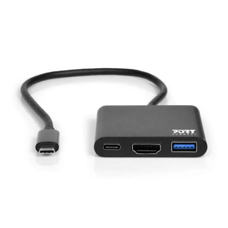 PORT CONNECT USB-C HUB, HDMI 1X 4K + USB-A + USB-C, čierny (900140)
