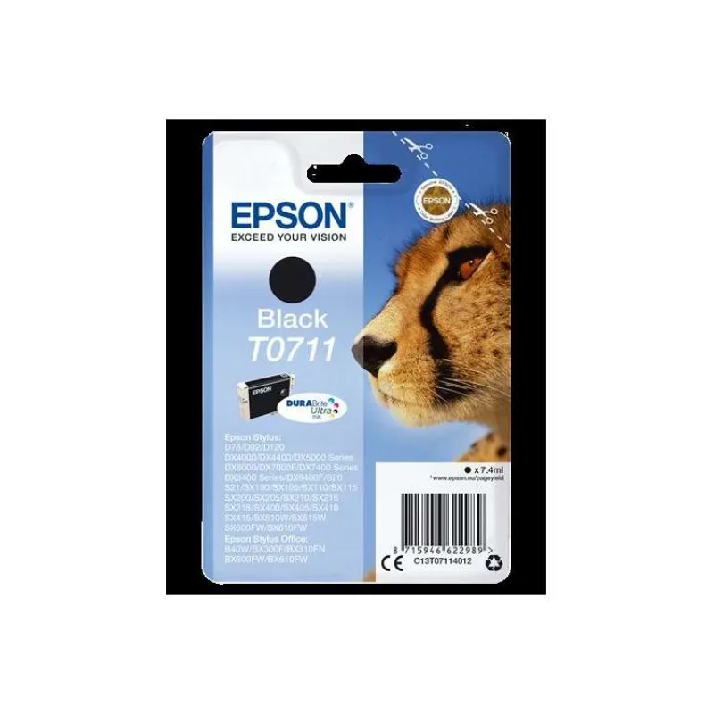 Epson inkoustová náplň/ T0711/ Singlepack T0711 DURABrite Ultra Ink/ Černá (C13T07114012)