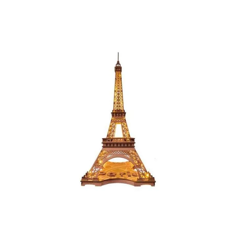RoboTime 3D Dřevěné puzzle Rolife Noc Eiffelovy věže svítící (TGL01)