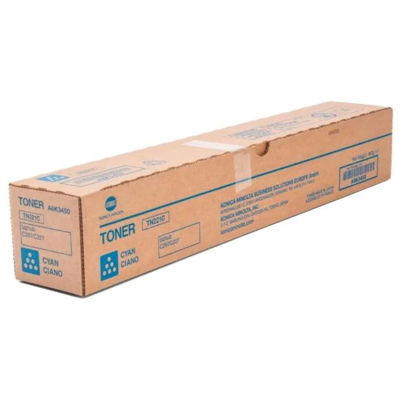 Konica Minolta originální toner TN221C, azurový, 21000str., A8K3450, Konica Minolta Bizhub C227, C287 (A8K3450)