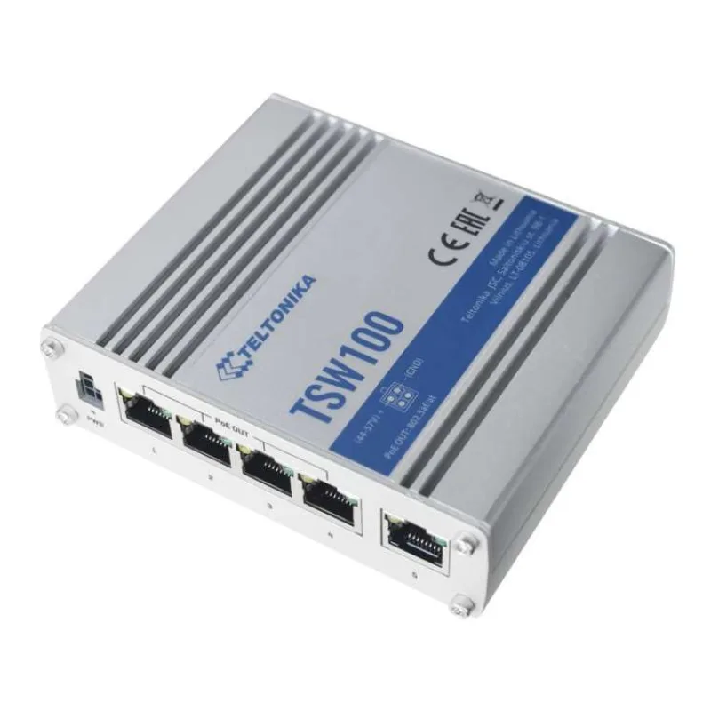 Teltonika průmyslový nemanažovaný PoE switch TSW100 4x 802.3af/at (TSW100000000)