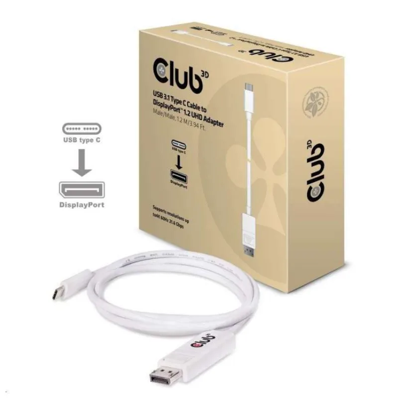 Adaptér Club3D USB 3.1 Typ C na DisplayPort 1.2 4K60Hz UHD 1,2 m (M/M) (CAC-1517)