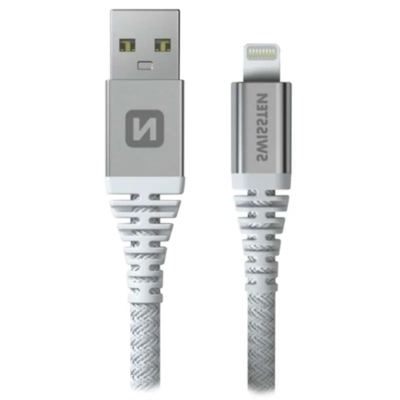SWISSTEN DATOVÝ KABEL KEVLAR USB / LIGHTNING 1,5 M BÍLÝ (71541012)